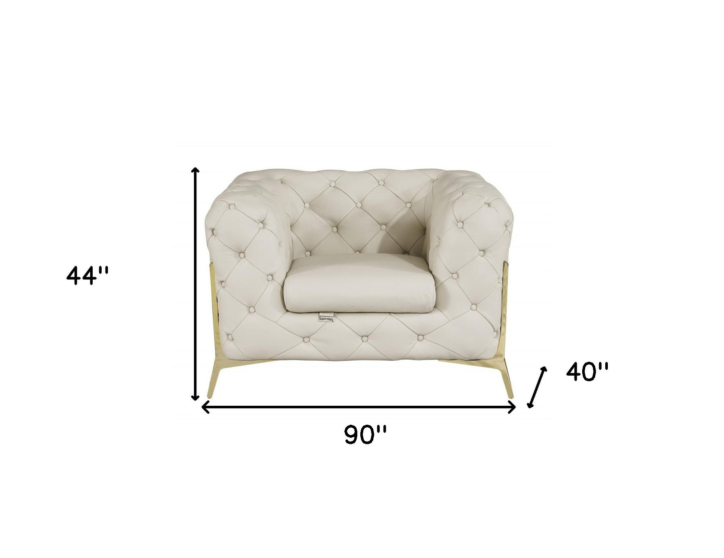 Three Piece Beige Italian Leather Six Person Seating Set By Homeroots | Sofa Set | Modishstore - 7