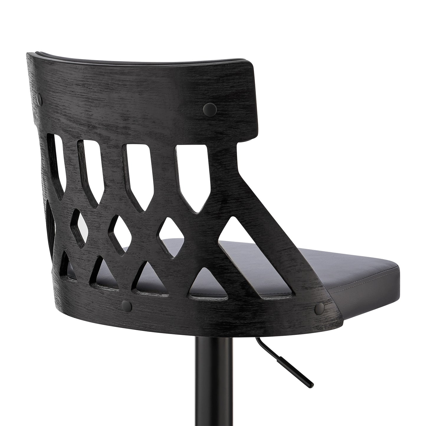 Adjustable Gray Faux Leather and Black Lattice Bar Stool By Homeroots | Bar Stools | Modishstore - 8