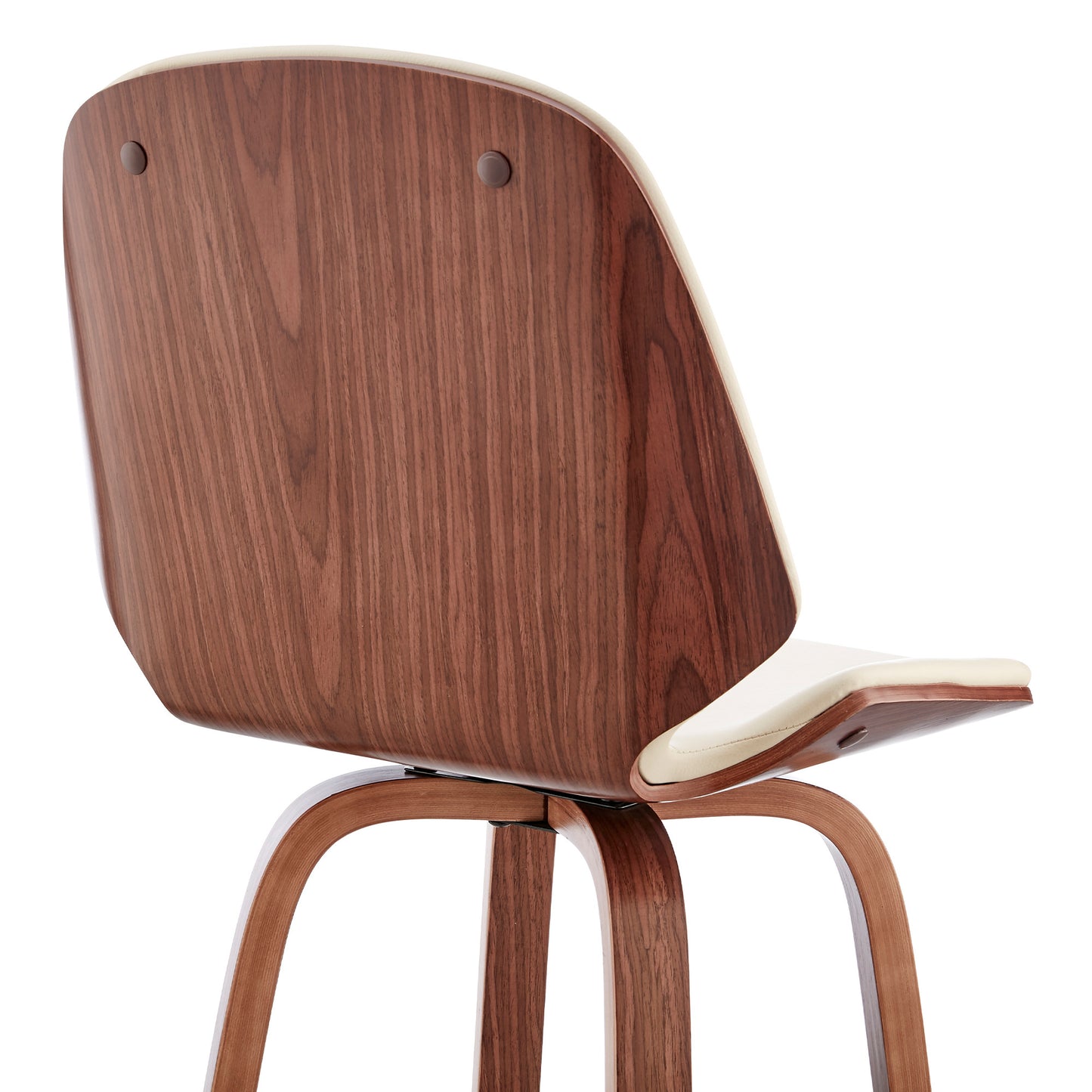 26" Cream Faux Leather Swivel Seat Wooden Bar Stool By Homeroots | Bar Stools | Modishstore - 8