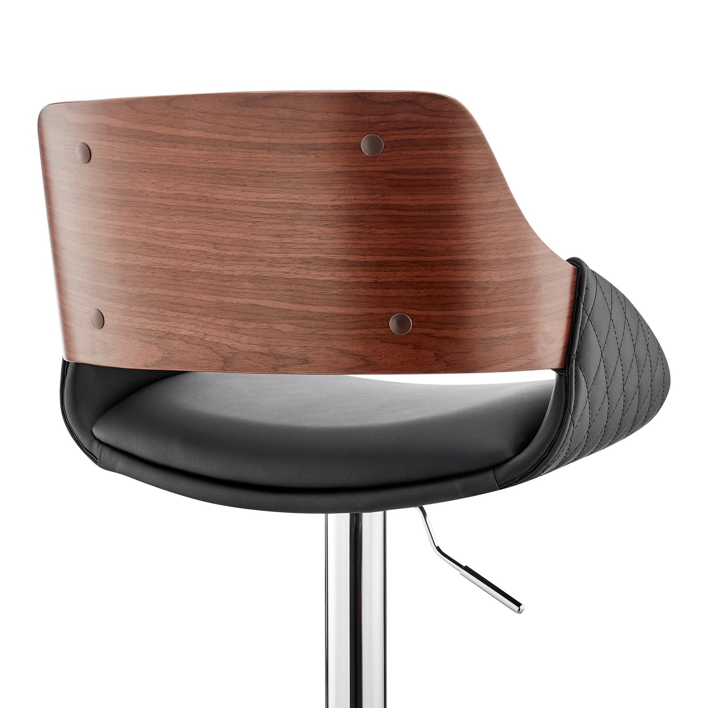 Black Faux Leather Adjustable Chrome Swivel Bar Stool By Homeroots | Bar Stools | Modishstore - 8