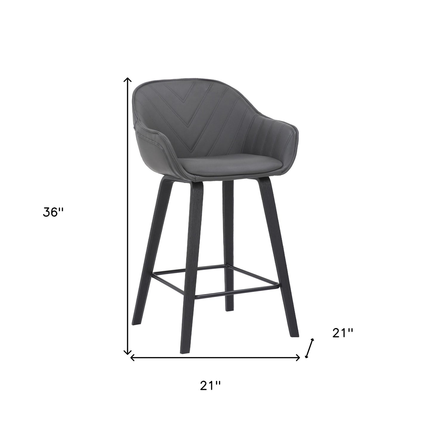 30" Grey Faux Leather Bar Stool with Wooden Frame By Homeroots | Bar Stools | Modishstore - 7