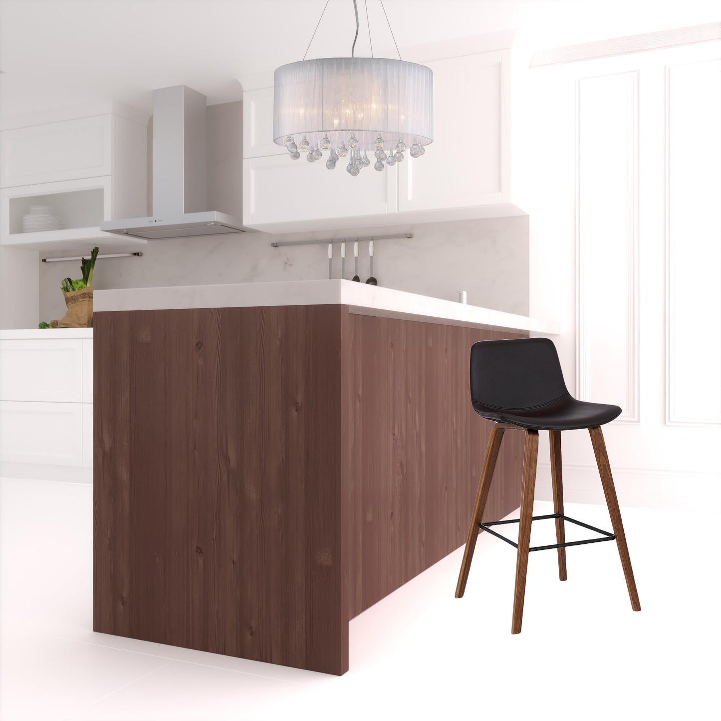 35" Brown Faux Leather And Iron Counter Height Bar Chair By Homeroots | Bar Stools | Modishstore - 7