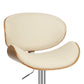 45" Cream Faux Leather And Solid Wood Swivel Adjustable Height Bar Chair By Homeroots