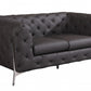 69" Black Tufted Italian Leather and Chrome Love Seat By Homeroots | Loveseats | Modishstore - 7