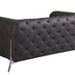 69" Black Tufted Italian Leather and Chrome Love Seat By Homeroots | Loveseats | Modishstore - 8