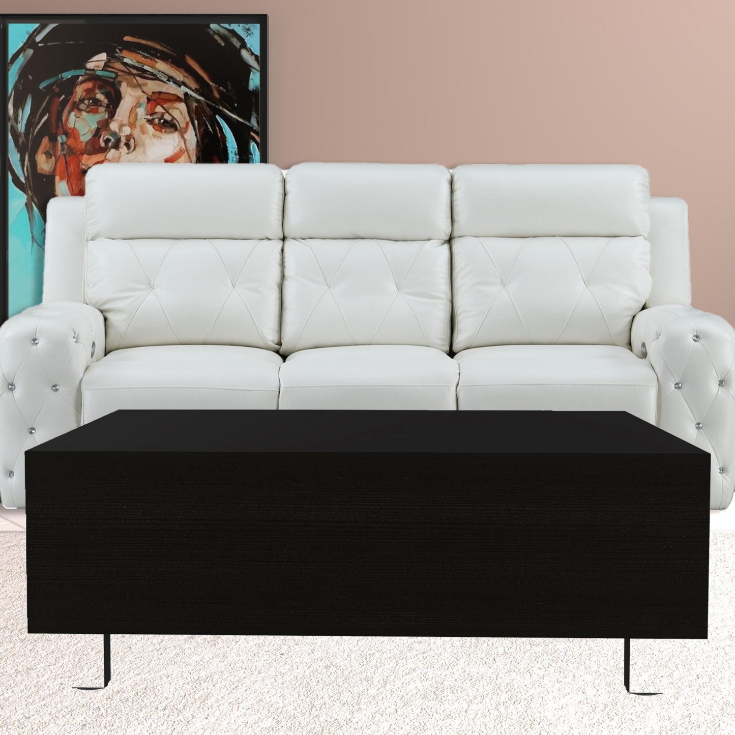 32" Black Manufactured Wood Rectangular Lift Top Coffee Table With Drawer And Shelf By Homeroots | Coffee Tables | Modishstore - 5