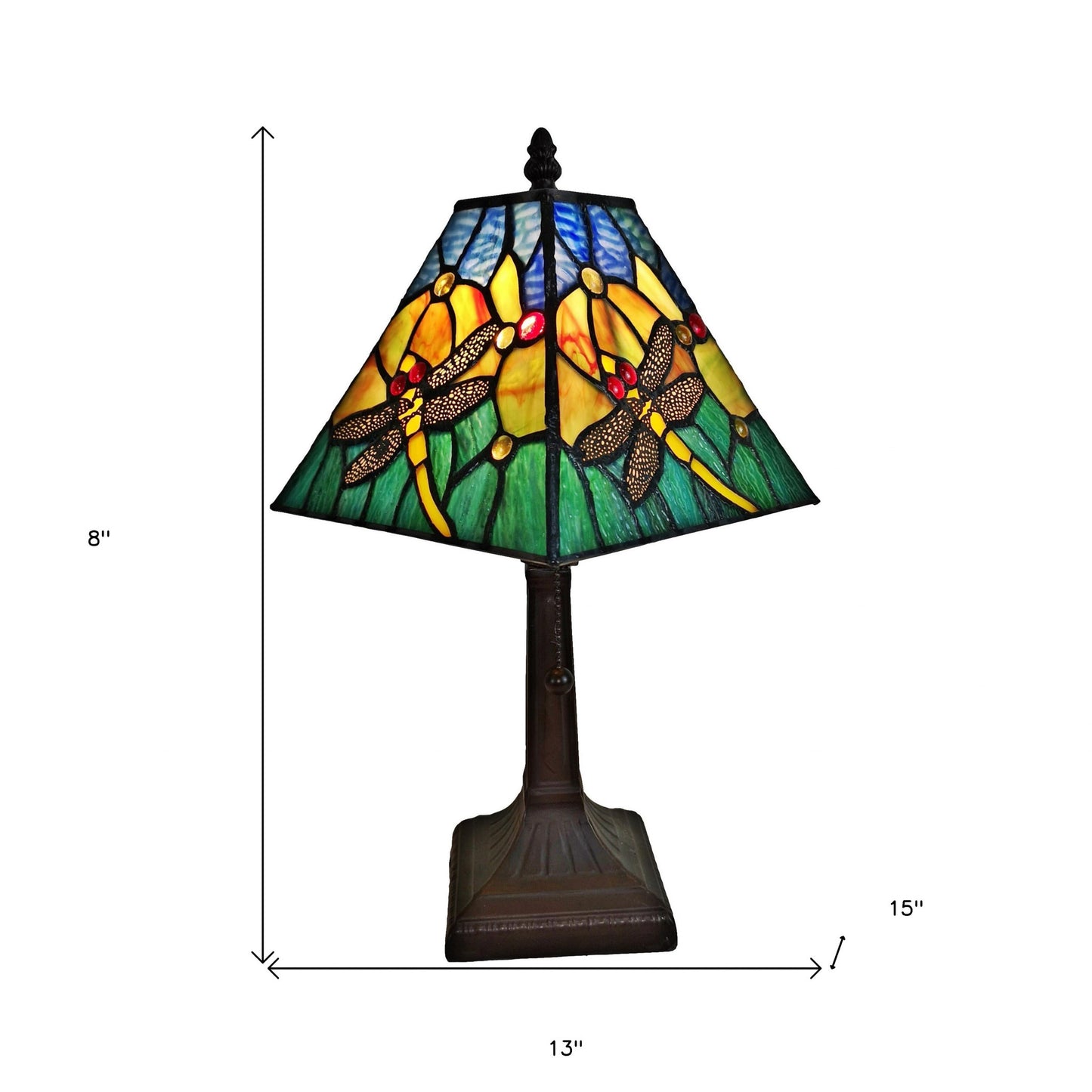 15" Tiffany Style Yellow Dragonflies Jeweled Table Lamp By Homeroots | Table Lamps | Modishstore - 6
