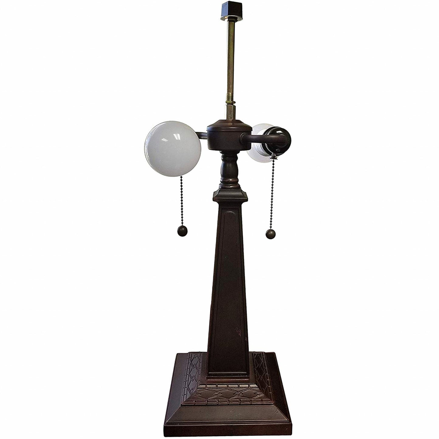 23" Cream and Jewel Stained Glass Two Light Mission Style Table Lamp By Homeroots | Table Lamps | Modishstore - 5
