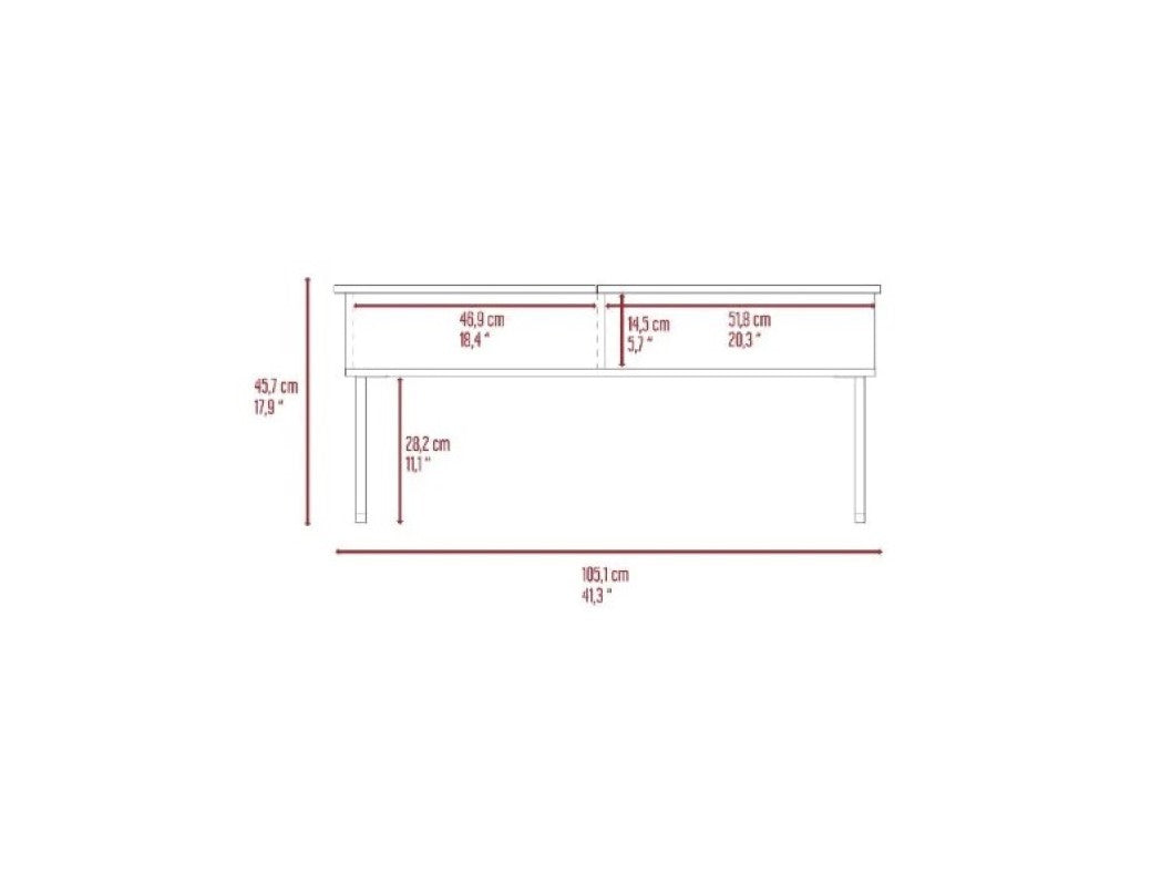 41" Onyx And Carbon Manufactured Wood Rectangular Lift Top Coffee Table By Homeroots | Coffee Tables | Modishstore - 7