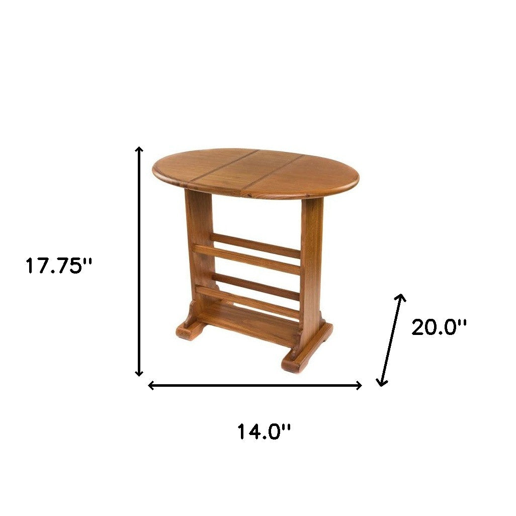 18" Brown Solid Wood Oval End Table By Homeroots | End Tables | Modishstore - 4