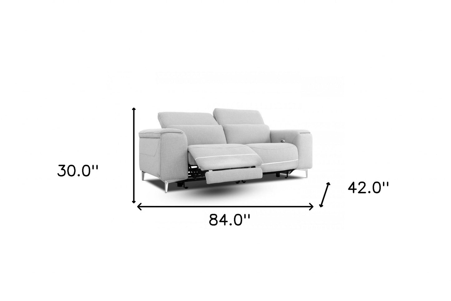 Modern Grey 84" Double Recliner Loveseat By Homeroots | Loveseats | Modishstore - 7