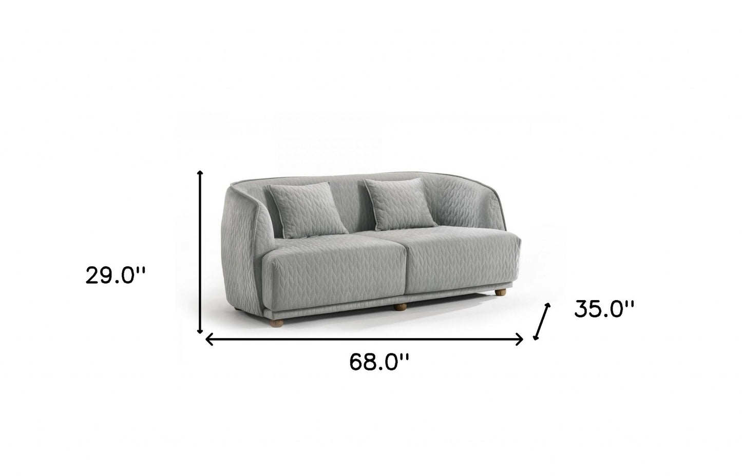 Modern 68" Light Gray Curved Back Quilted Loveseat By Homeroots | Loveseats | Modishstore - 5