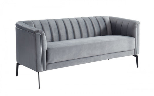 Urban 76" Grey Velvet Sofa With Tufted Back By Homeroots | Sofas | Modishstore