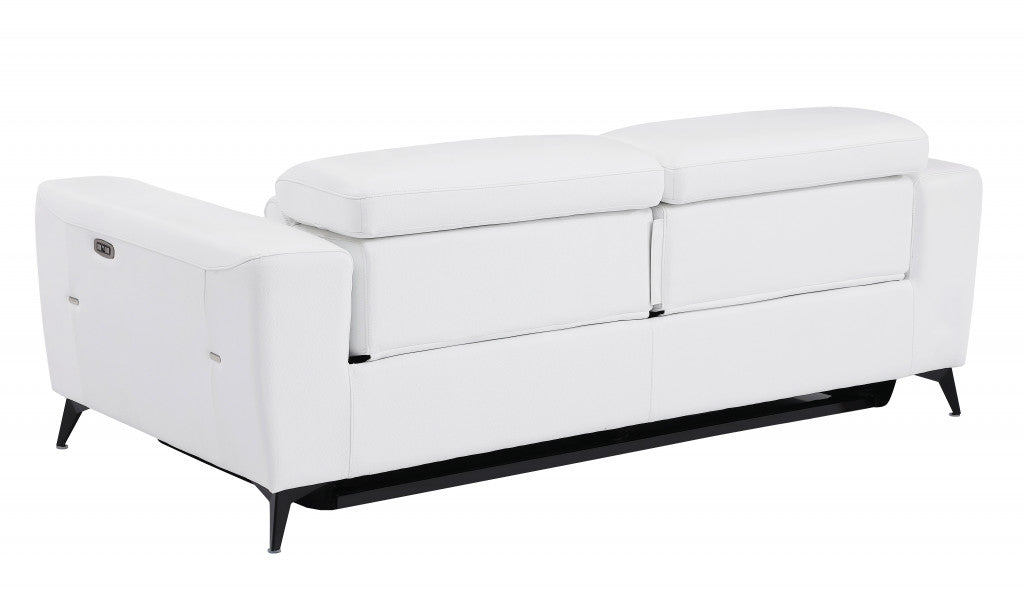 83" White Italian Leather Reclining Sofa By Homeroots | Sofas | Modishstore - 3
