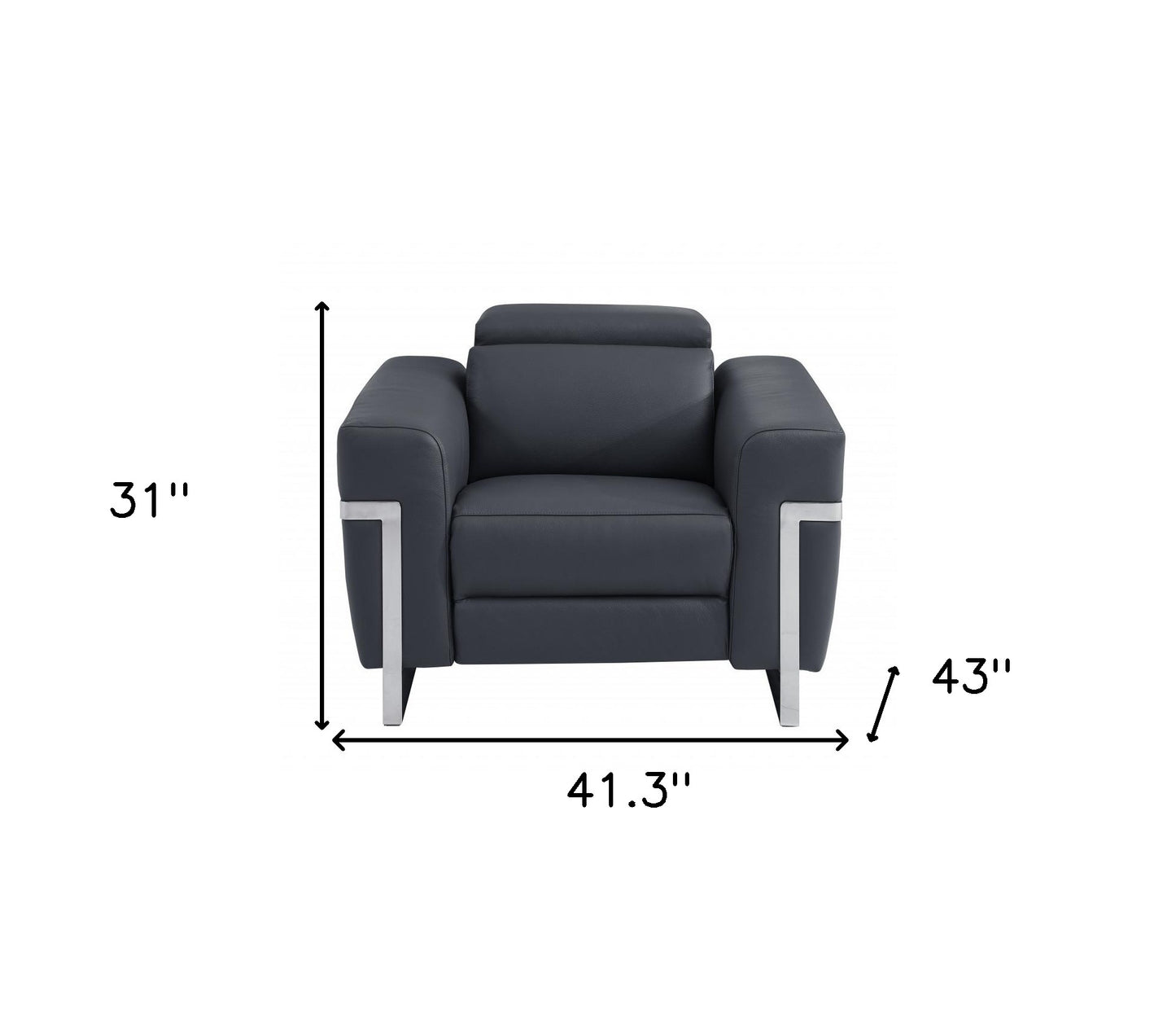 41" Dark Gray Italian Leather Power Recliner Chair By Homeroots | Recliners | Modishstore - 7