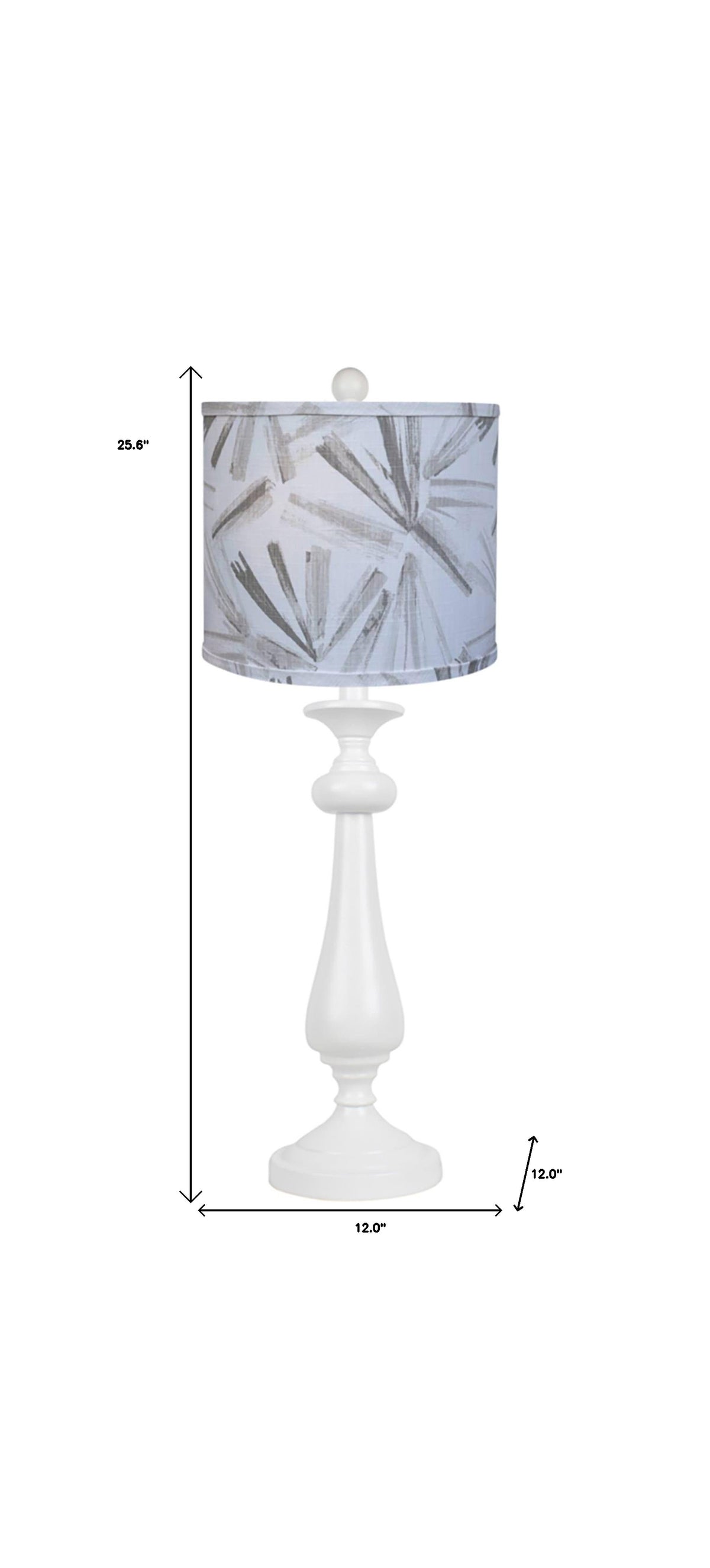 26" White Candlestick Table Lamp With Gray Taupe Abstract Shade By Homeroots | Table Lamps | Modishstore - 4