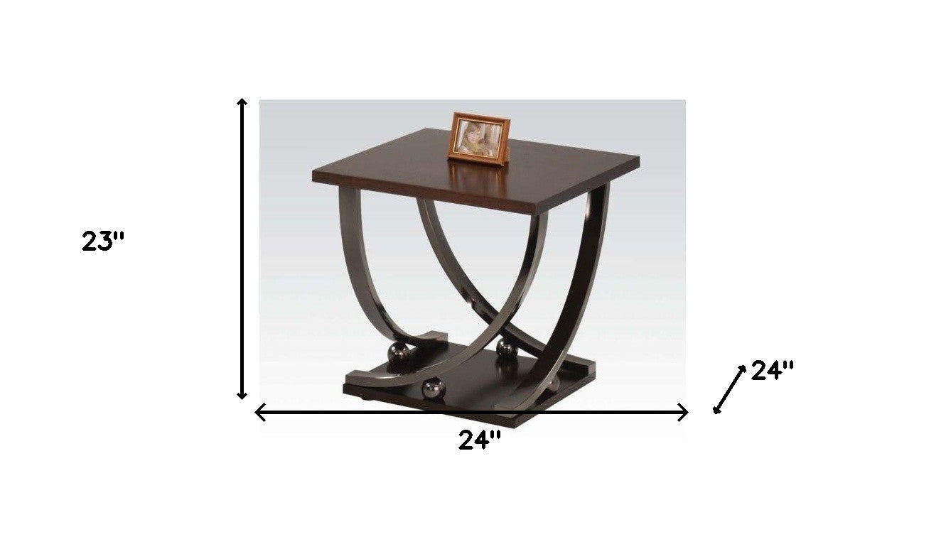 23" Black and Brown End Table By Homeroots | End Tables | Modishstore - 5