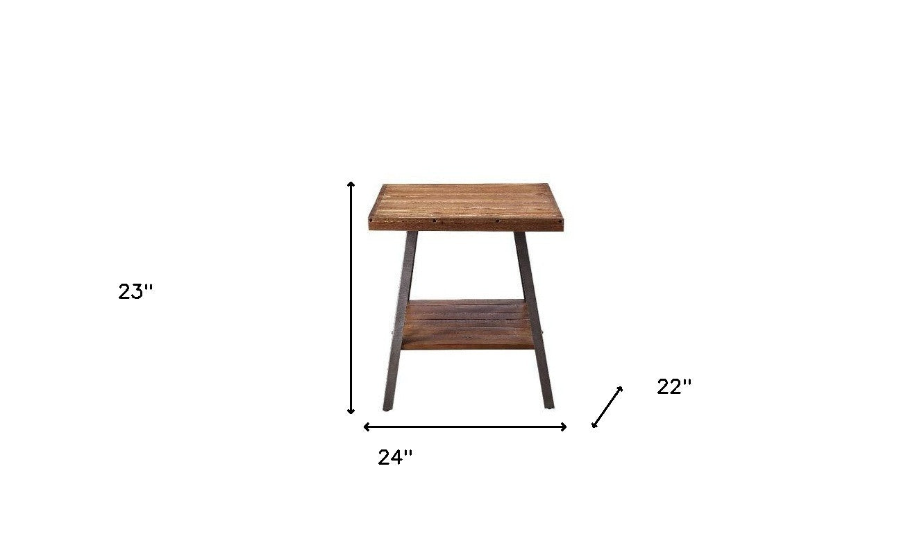 23" Sandy Black And Weathered Oak Manufactured Wood Rectangular End Table With Shelf By Homeroots | End Tables | Modishstore - 5