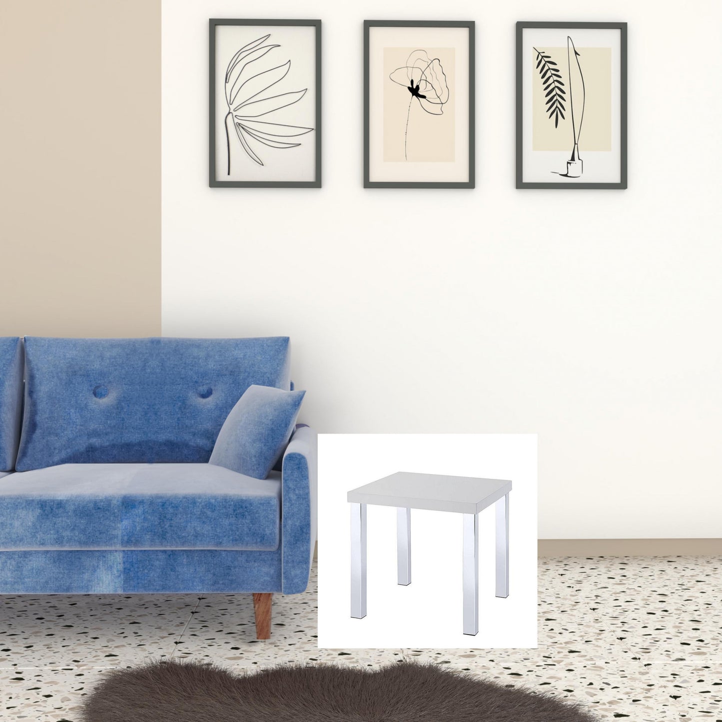 22" Chrome And White High Gloss Square End Table By Homeroots | End Tables | Modishstore - 5