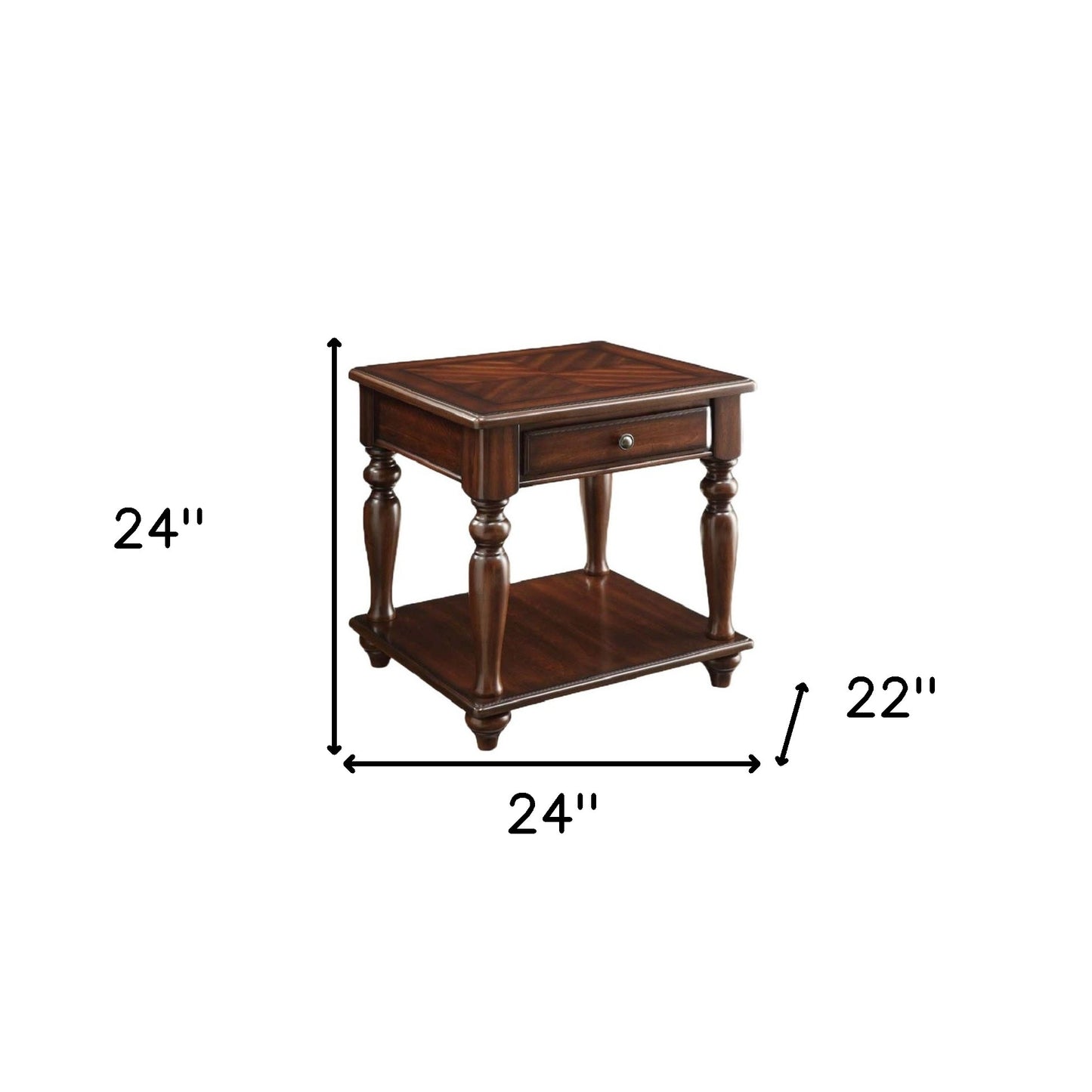 24" Walnut Manufactured Wood Rectangular End Table With Drawer And Shelf By Homeroots | End Tables | Modishstore - 5