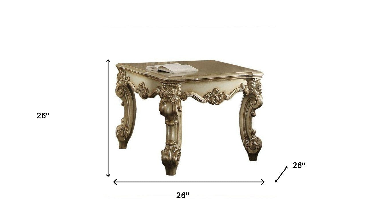 26" Gold Patina Manufactured Wood Square End Table By Homeroots | End Tables | Modishstore - 5