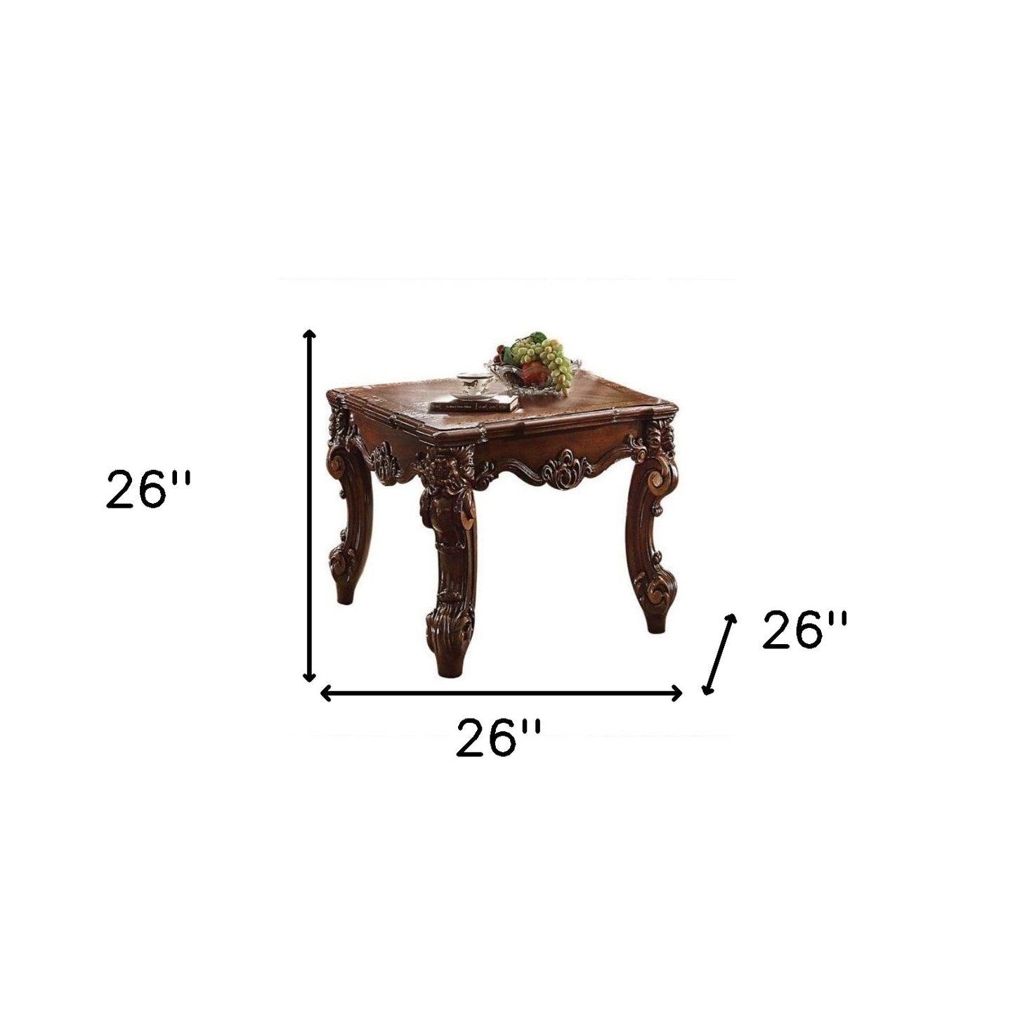 26" Cherry Manufactured Wood Square End Table By Homeroots | End Tables | Modishstore - 6