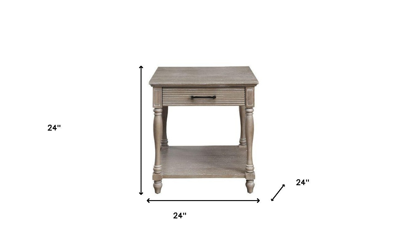 24" Weathered Oak Solid Wood Square End Table By Homeroots | End Tables | Modishstore - 5