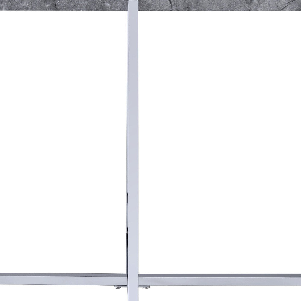 24" Chrome And Faux Marble Manufactured Wood And Metal Rectangular End Table By Homeroots | End Tables | Modishstore - 5