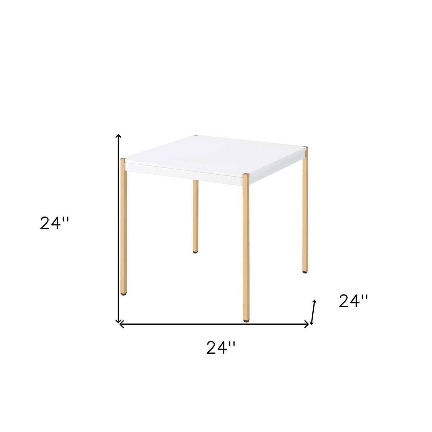 24" Gold And White Manufactured Wood Square End Table By Homeroots | End Tables | Modishstore - 6