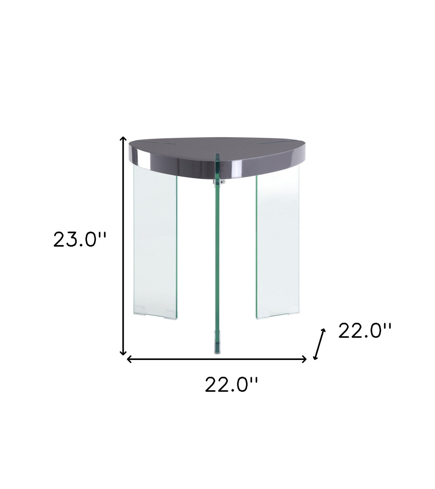 23" Clear And Gray Manufactured Wood And Glass Triangular End Table By Homeroots | End Tables | Modishstore - 7