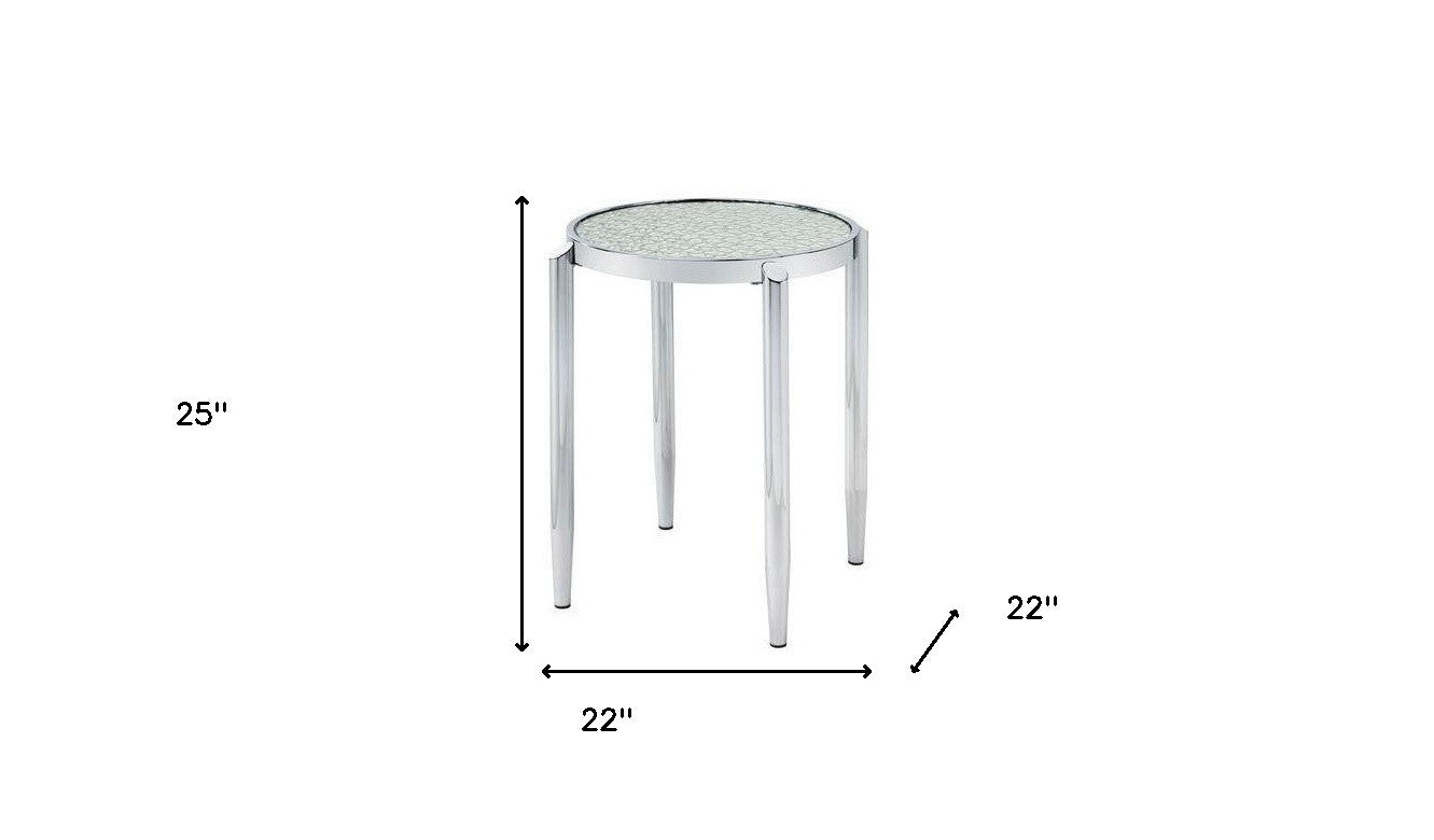 25" Silver Mirrored And Metal Round End Table By Homeroots | End Tables | Modishstore - 5