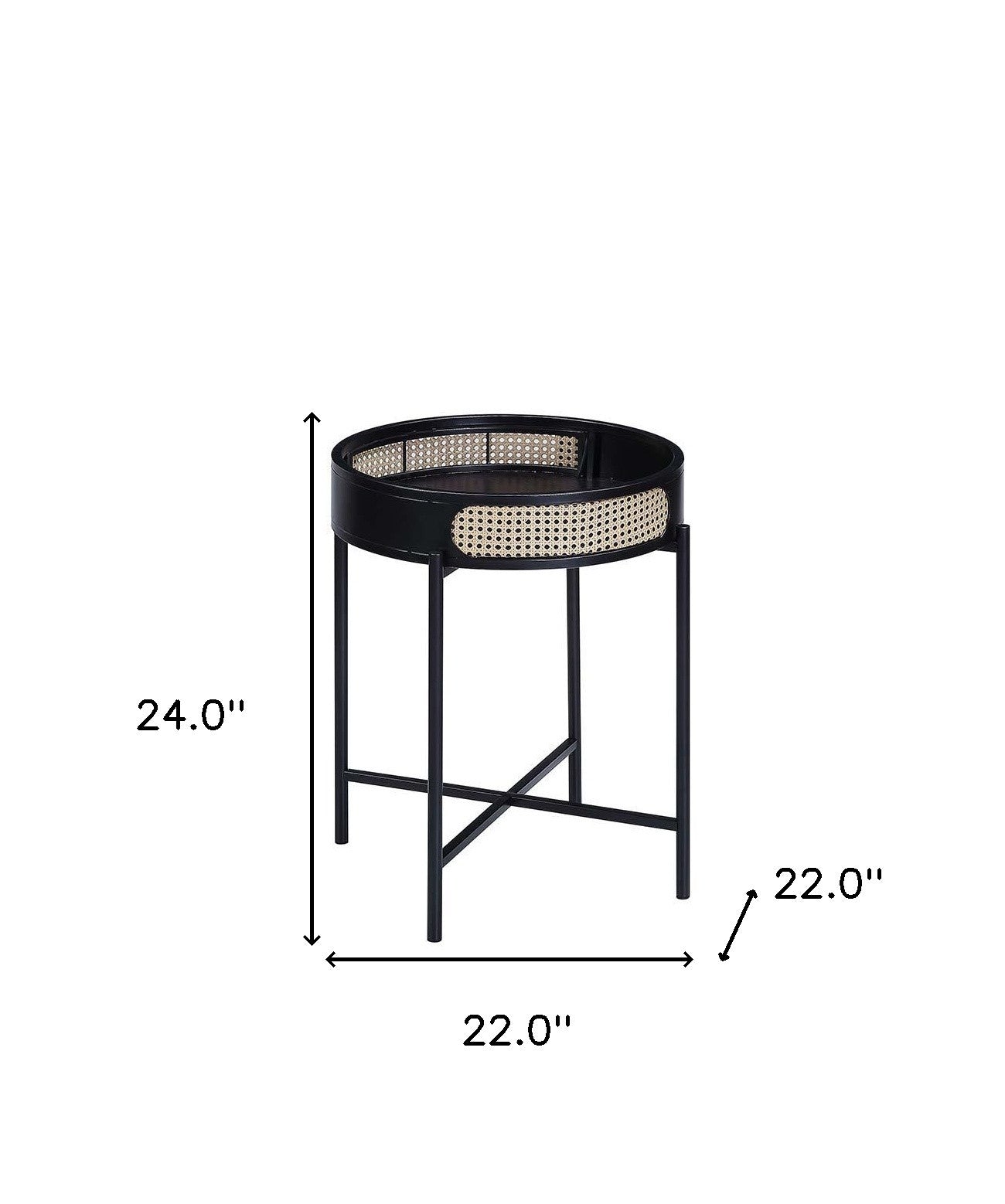 24" Black Melamine Veneer And Manufactured Wood Round End Table By Homeroots | End Tables | Modishstore - 6