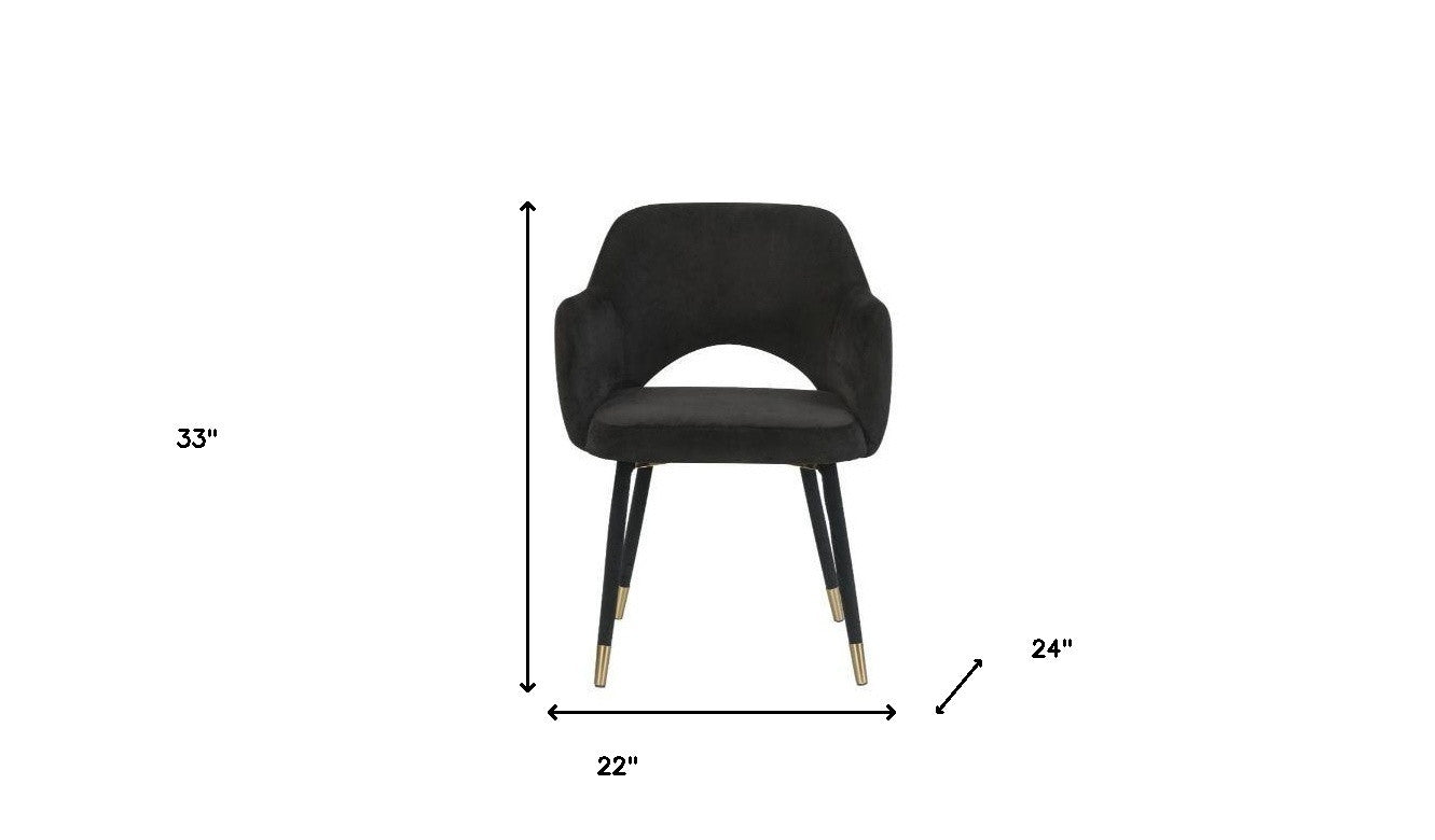 22" Black Velvet And Gold Solid Color Parsons Chair By Homeroots | Armchairs | Modishstore - 5