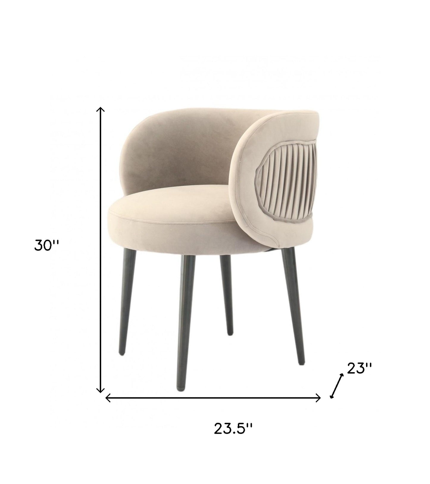 24" Grey Velvet And Black Solid Color Arm Chair By Homeroots | Armchairs | Modishstore - 6