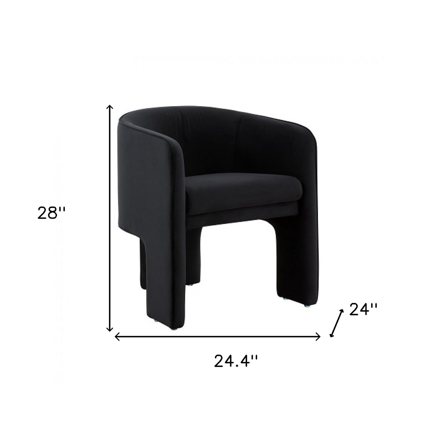 24" Black Velvet Mod Three Leg Arm Chair By Homeroots | Armchairs | Modishstore - 6