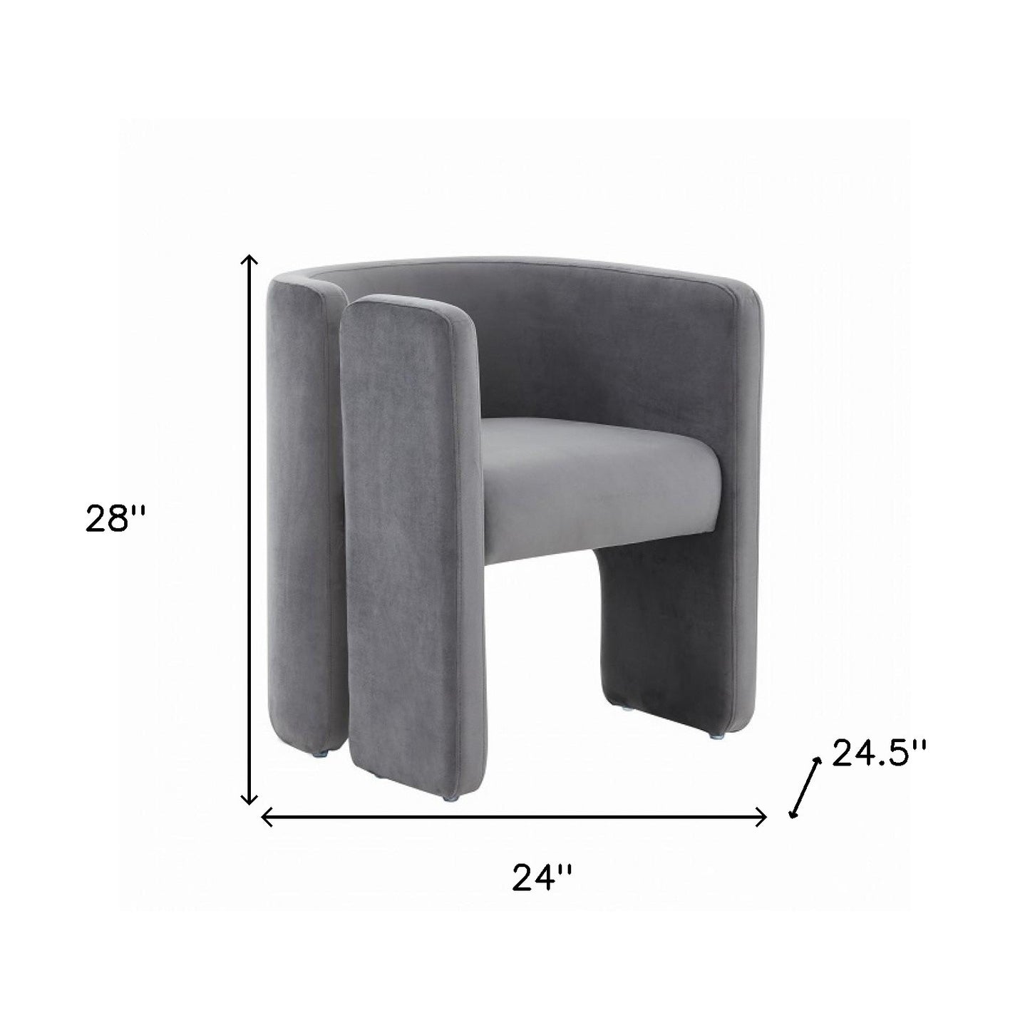 24" Grey Velvet Asymmetrical Base Arm Chair By Homeroots | Armchairs | Modishstore - 7