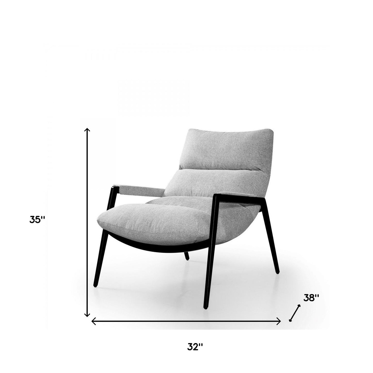 32" Grey 100% Polyester And Black Solid Color Arm Chair By Homeroots | Armchairs | Modishstore - 5