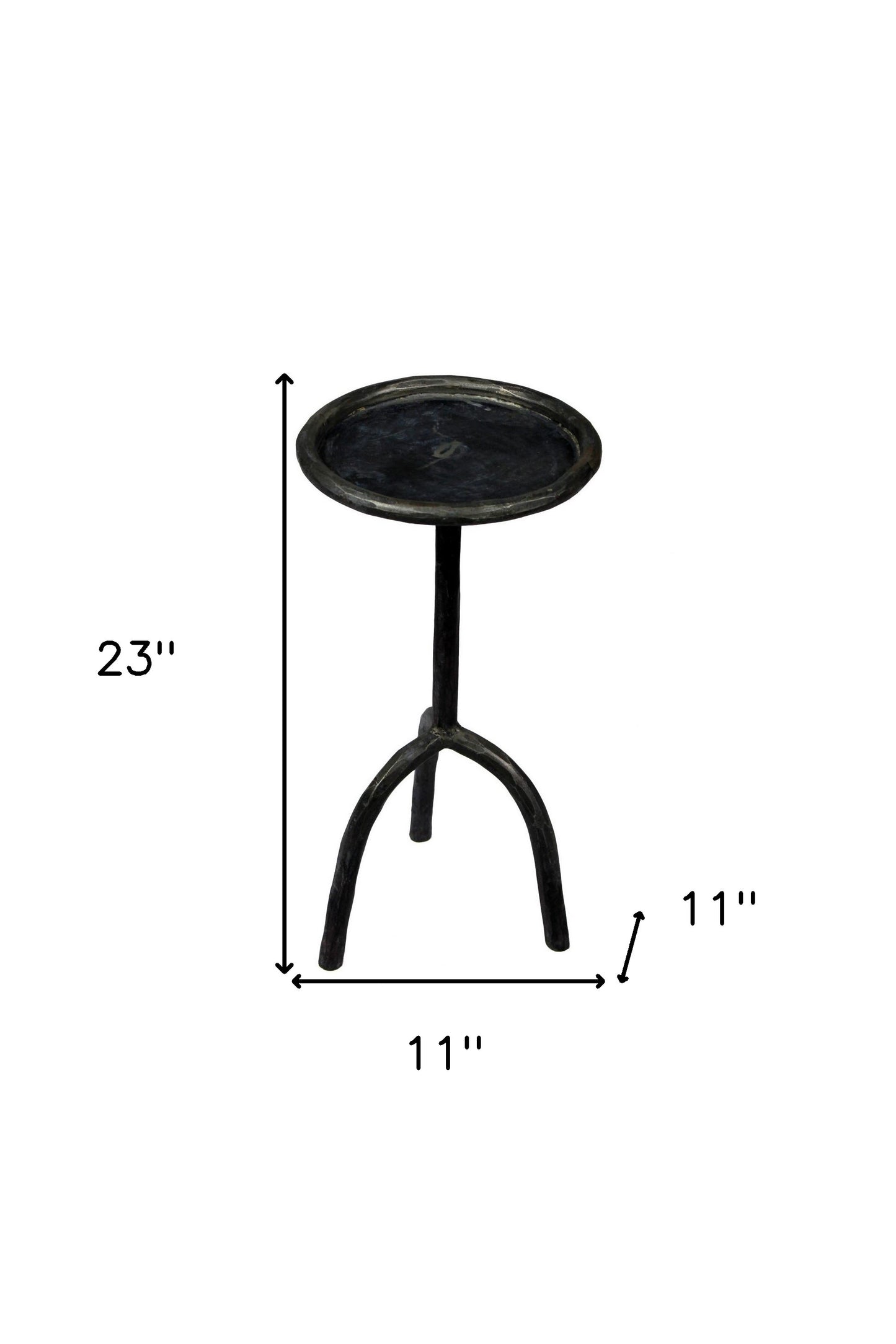 23" Black Iron Pedestal Round End Table By Homeroots | End Tables | Modishstore - 5