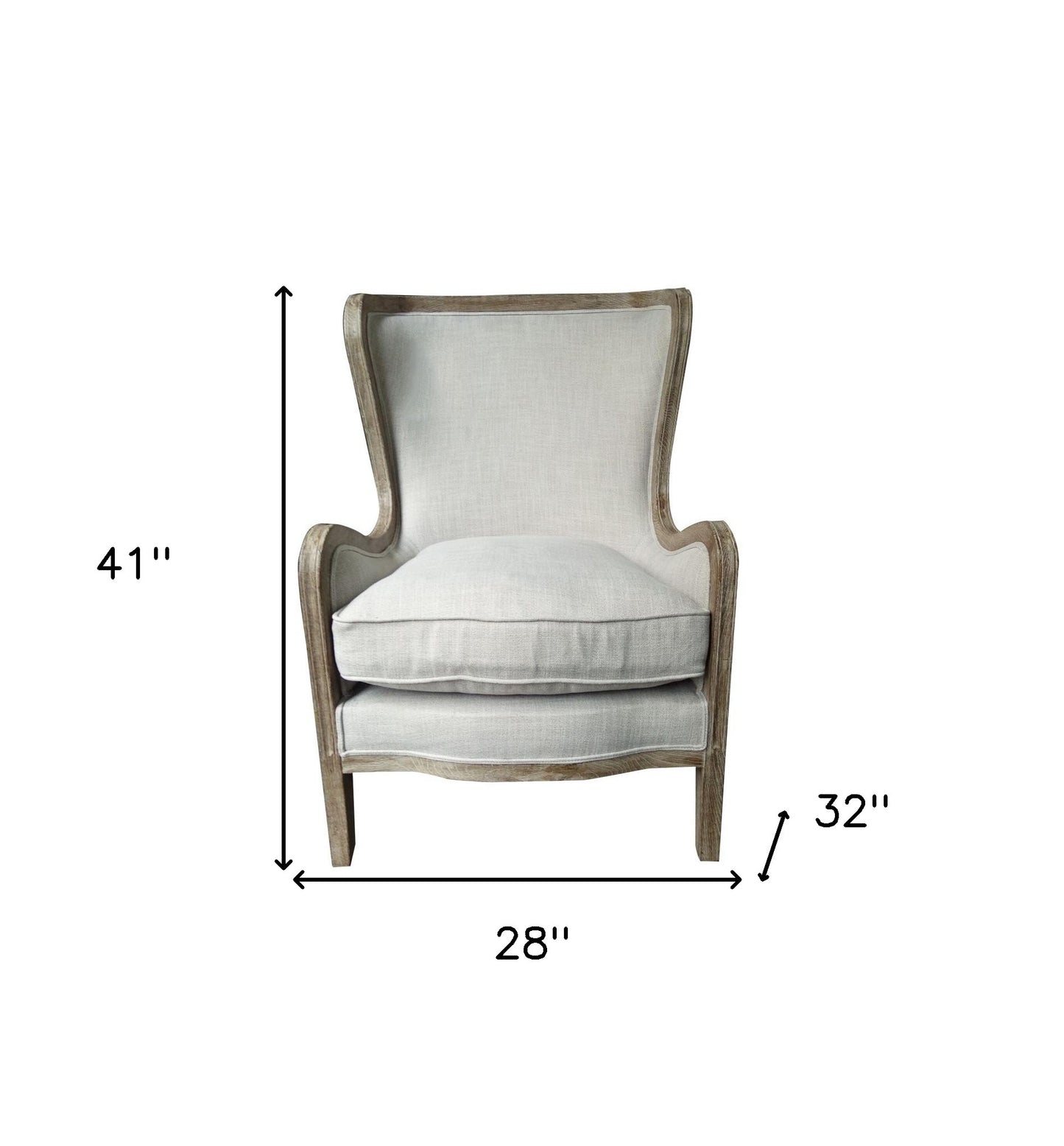 28" Ivory Taupe Linen Solid Color Lounge Chair By Homeroots | Armchairs | Modishstore - 5