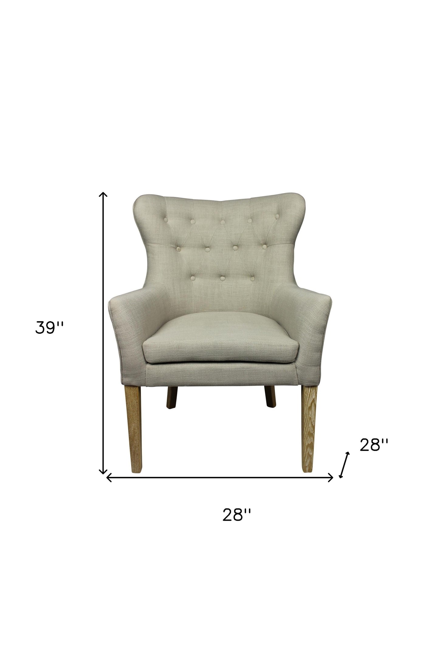 28" Taupe 100% Polyester And Natural Tufted Arm Chair By Homeroots | Armchairs | Modishstore - 5