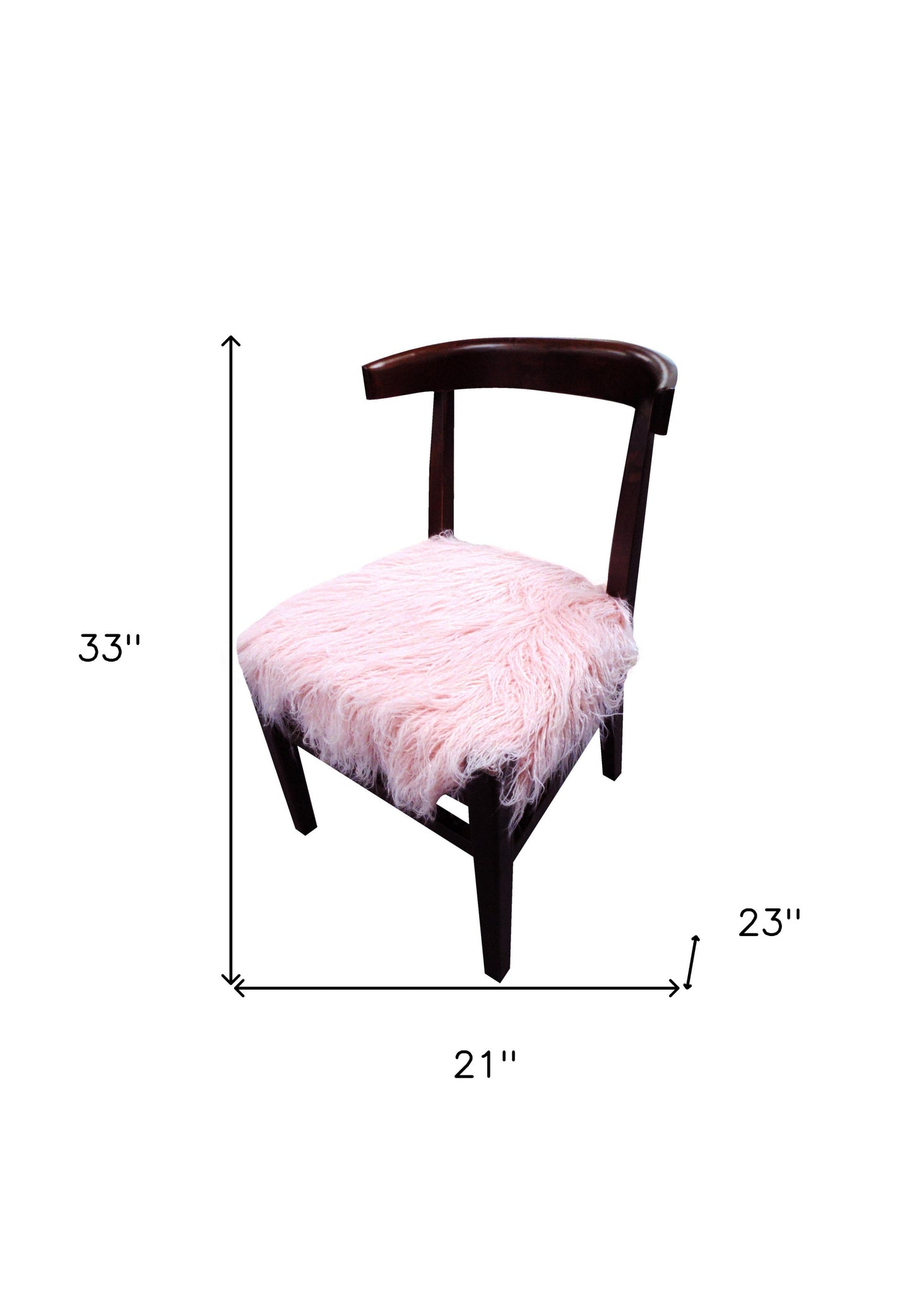 21" Blush Faux Fur And Dark Brown Solid Color Side Chair By Homeroots | Armchairs | Modishstore - 4