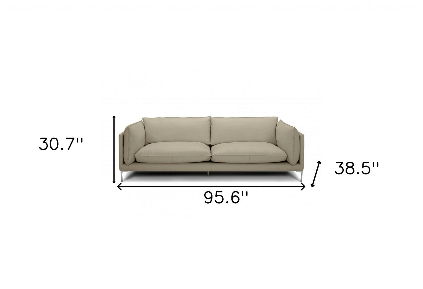 96" Taupe Top Grain Leather Sofa By Homeroots