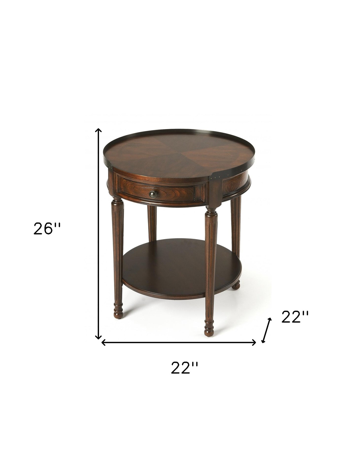 26" Dark Brown Manufactured Wood Round End Table With Drawer And Shelf By Homeroots | End Tables | Modishstore - 7