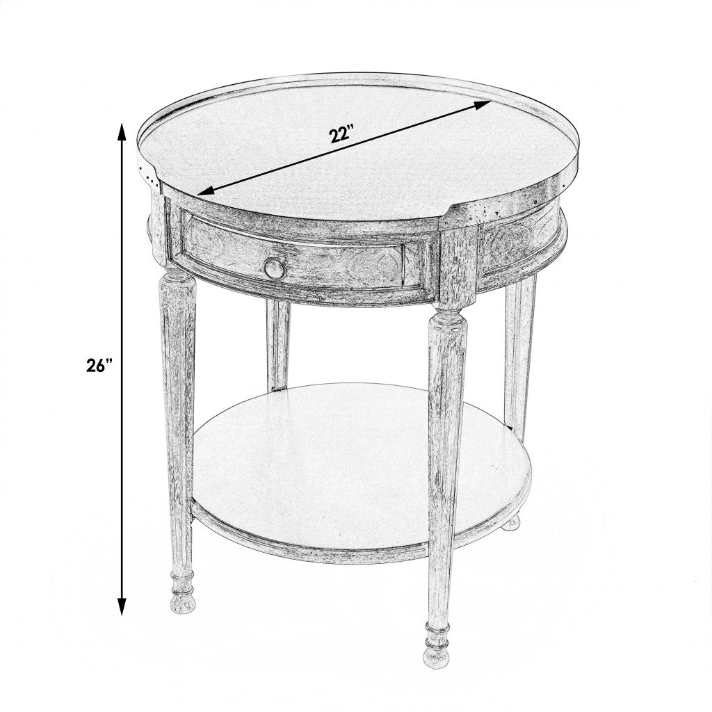 26" Gray Manufactured Wood Round End Table With Drawer And Shelf By Homeroots | End Tables | Modishstore - 9