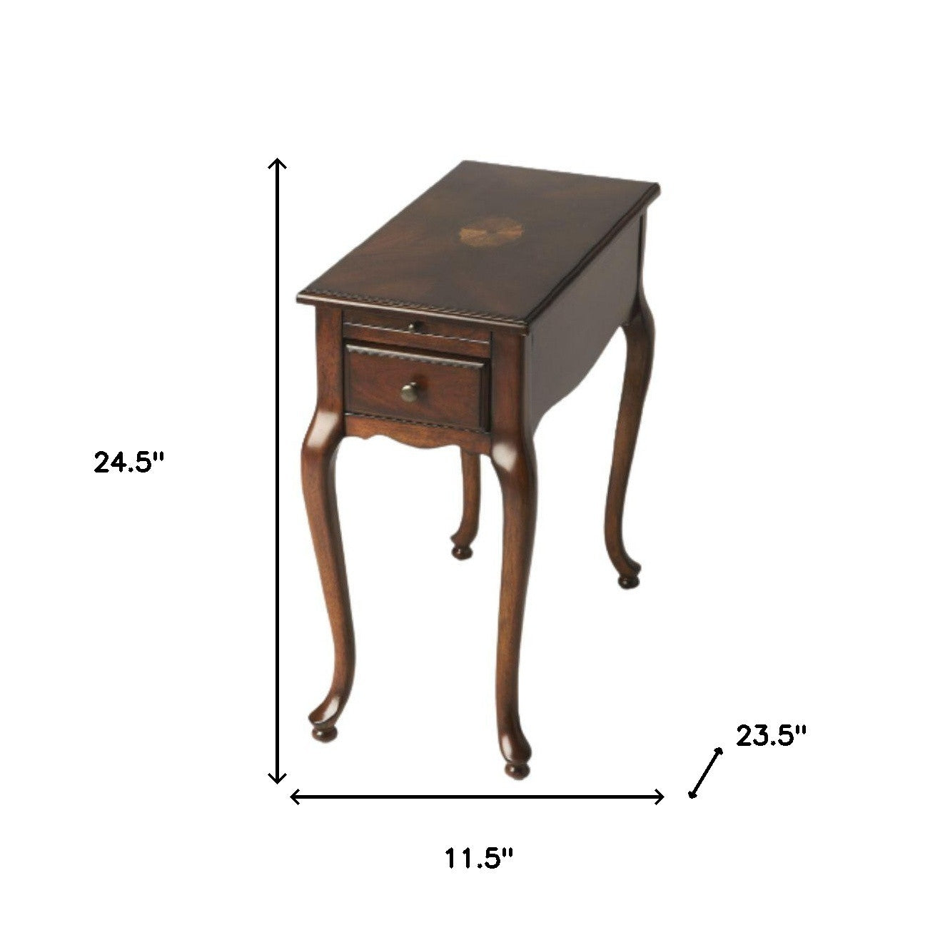 25" Cherry Brown Solid And Manufactured Wood Rectangular End Table With Drawer By Homeroots | End Tables | Modishstore - 5
