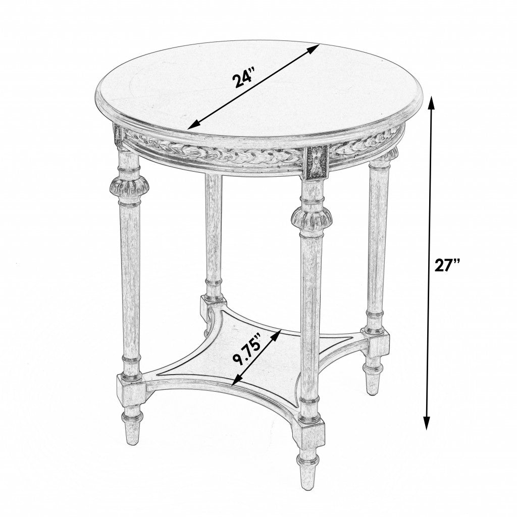 27" Gray Classic Round End Table With Shelf By Homeroots | End Tables | Modishstore - 9
