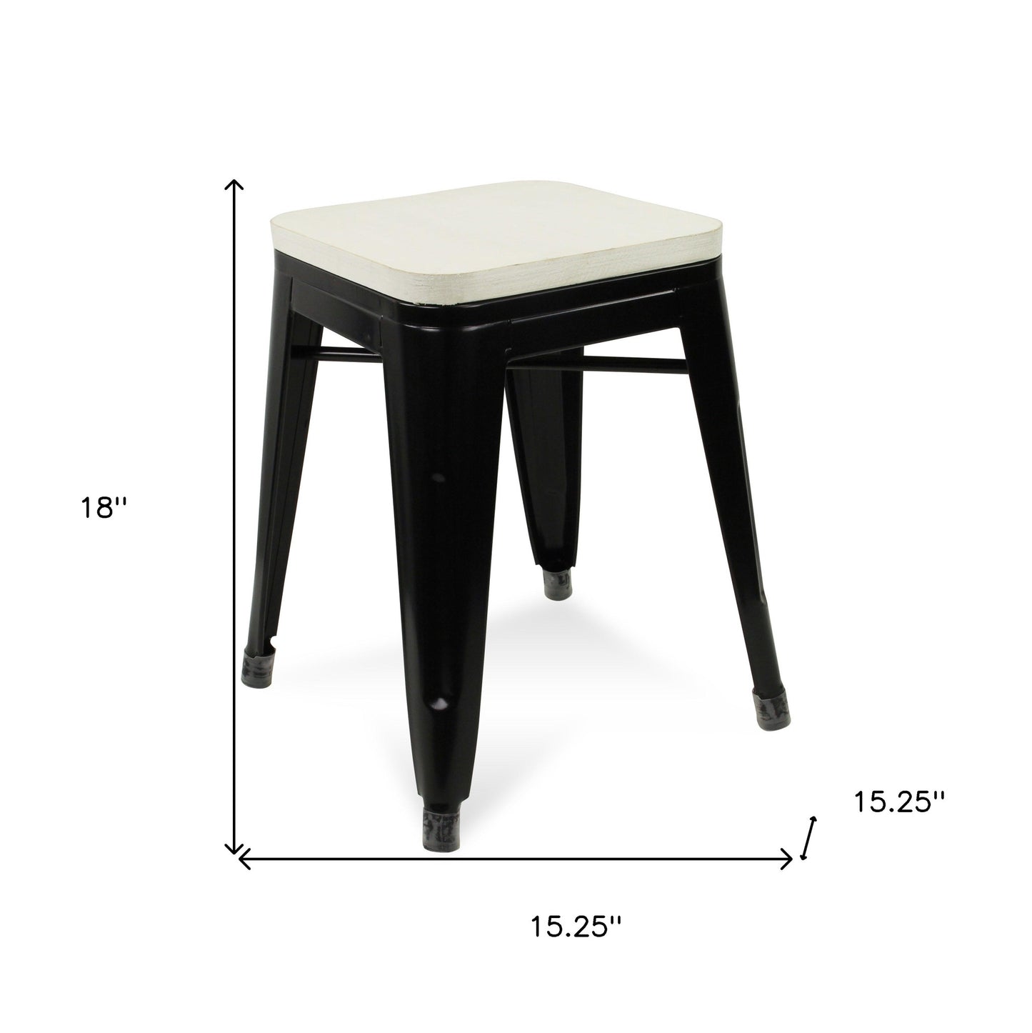 18" Black and White Backless Chair By Homeroots | Bar Stools | Modishstore - 6