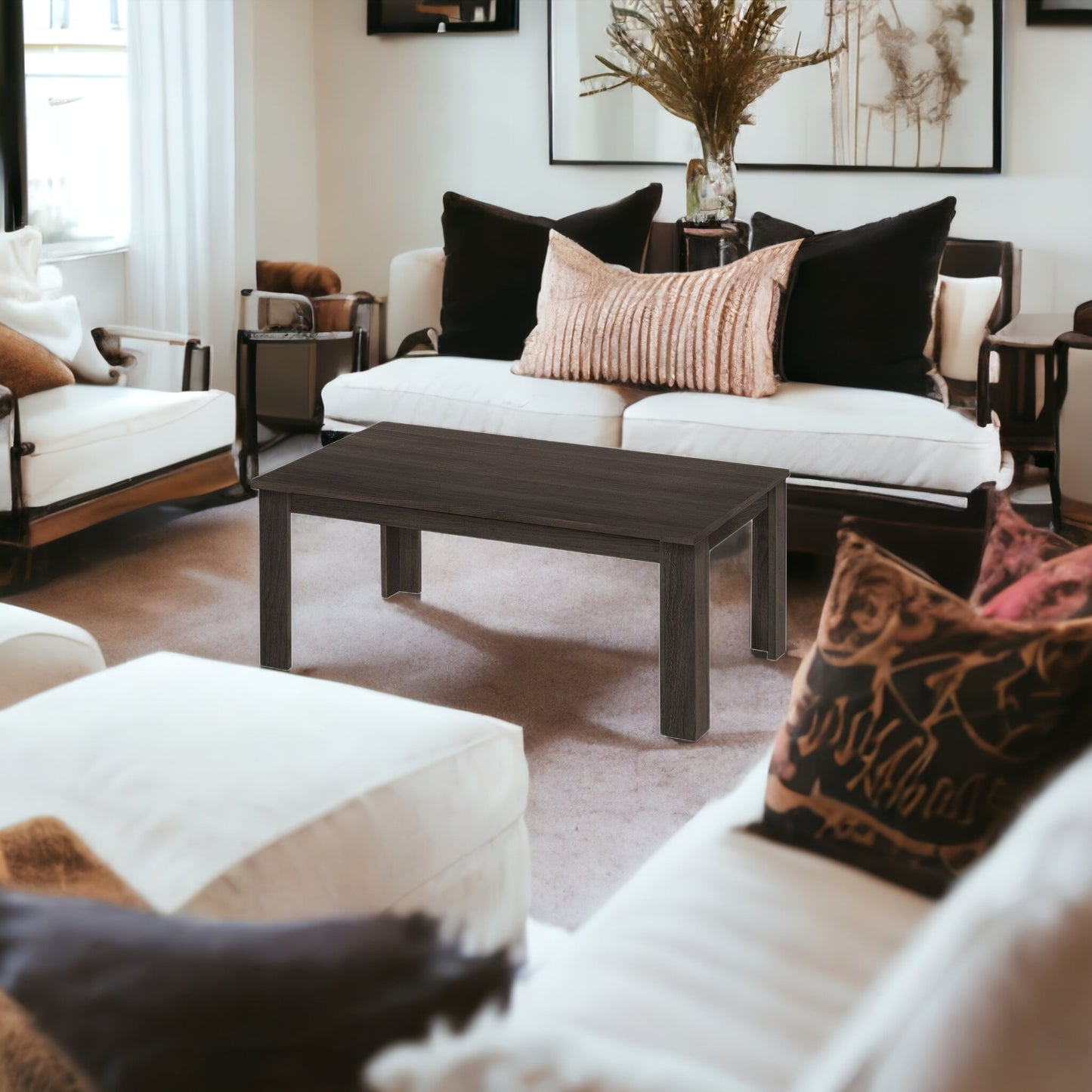 Set Of Three 44" Oak Rectangular Coffee Table By Homeroots | Coffee Tables | Modishstore - 7