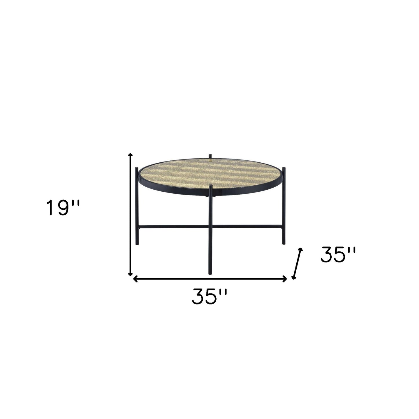 35" Black And Gold Glass And Manufactured Wood Round Coffee Table By Homeroots | Coffee Tables | Modishstore - 5