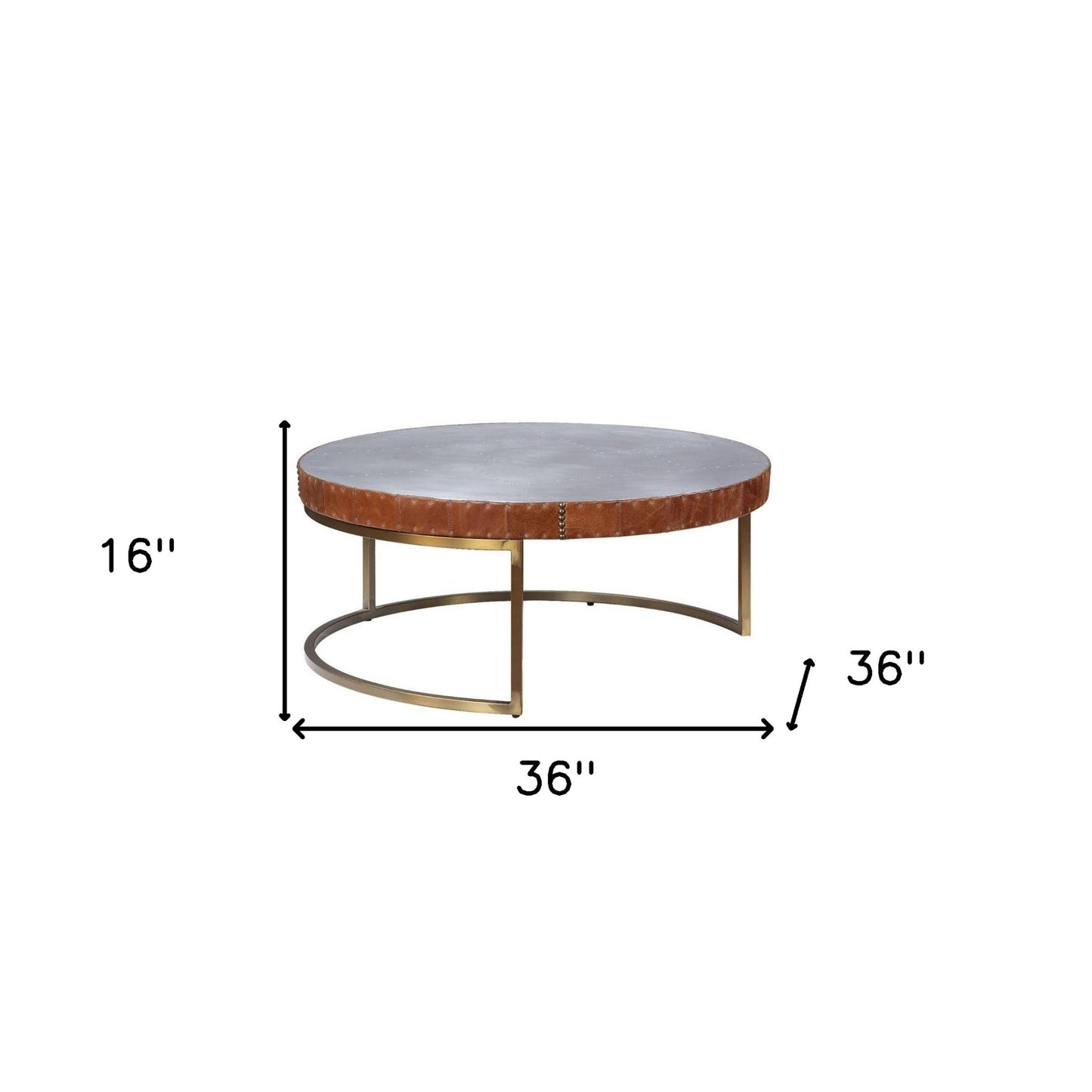 36" Silver And Cocoa Aluminum Round Coffee Table By Homeroots | Coffee Tables | Modishstore - 5